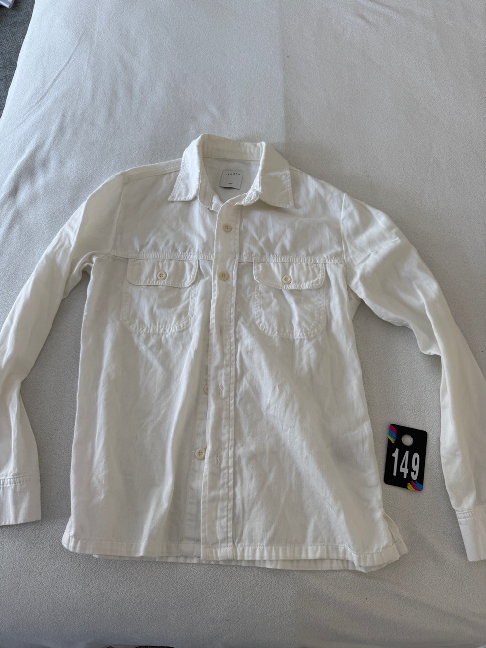 Sandro White Long-Sleeve Casual Button-Down Shirt